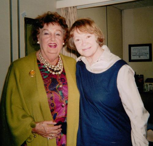 Playing Miss Bates in 'Doctors' with Pamela Cundell in 2001 for BBC 1