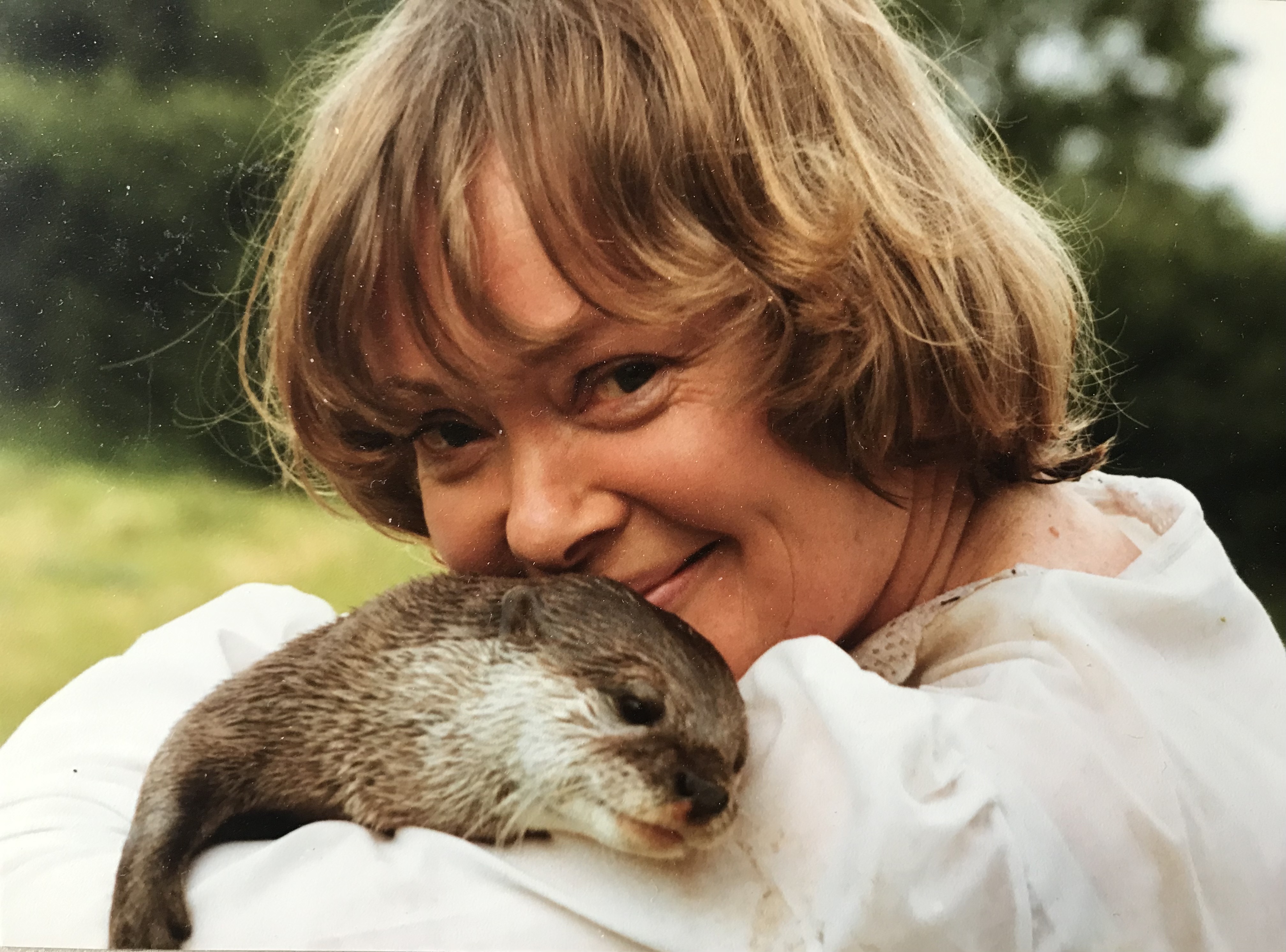 Daphne Neville with Bee the Otter in the 1980s