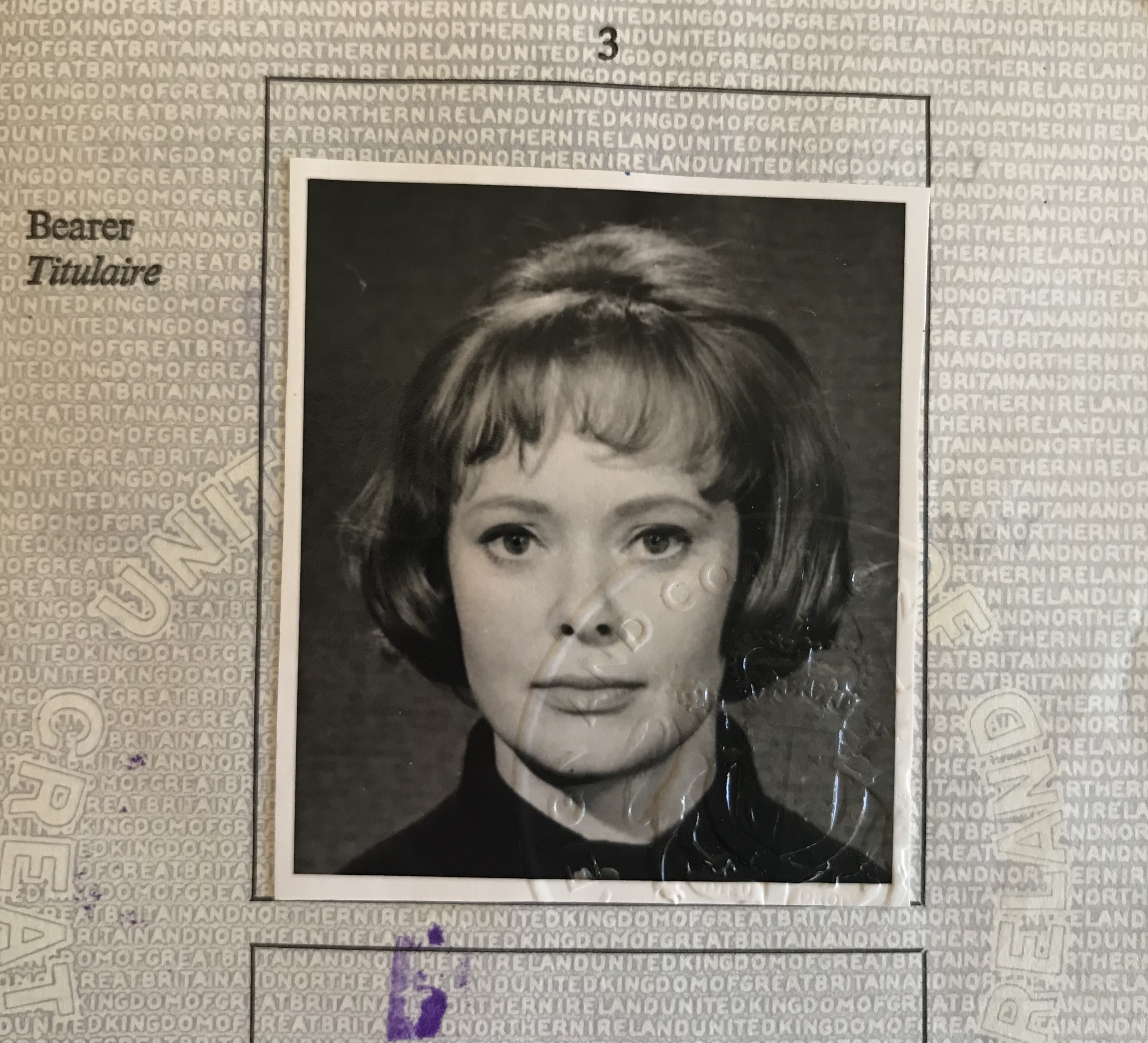 1960's passport photo belonging to Daphne Neville